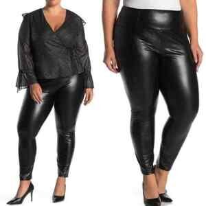 Fourteenth Place NWT Faux Black Leather Legging  Pant High Rise Wide Size 4X